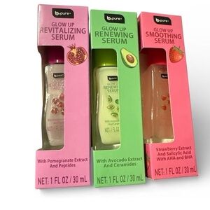 3pc B-Pure Glow Up Serums 1 Fl Oz Revitalizing, Smoothing & Renewing